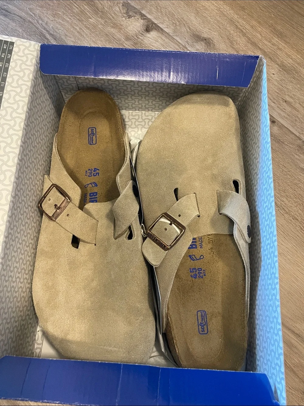 Birkenstock Taupe Suede Boston Clogs with Buckle NEW IN BOX